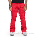 Custom Mens Stacked Slim Fit Distressed Denim Pants